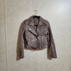 Womens Gray Suede Leather Jacket Sz XS